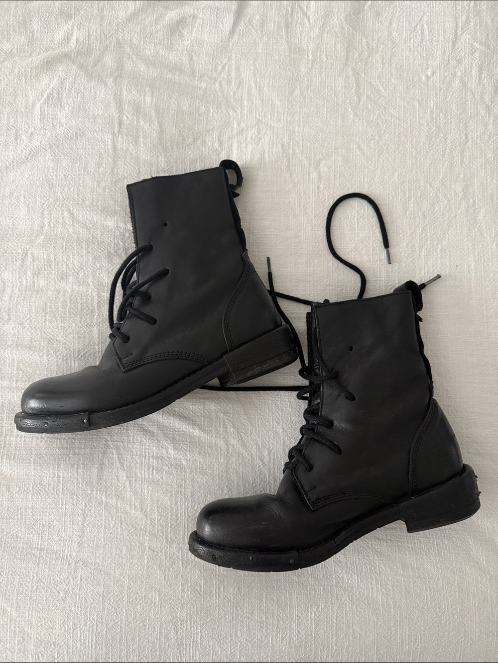Rep-Ko Black Leather Lace-Up Combat Boots